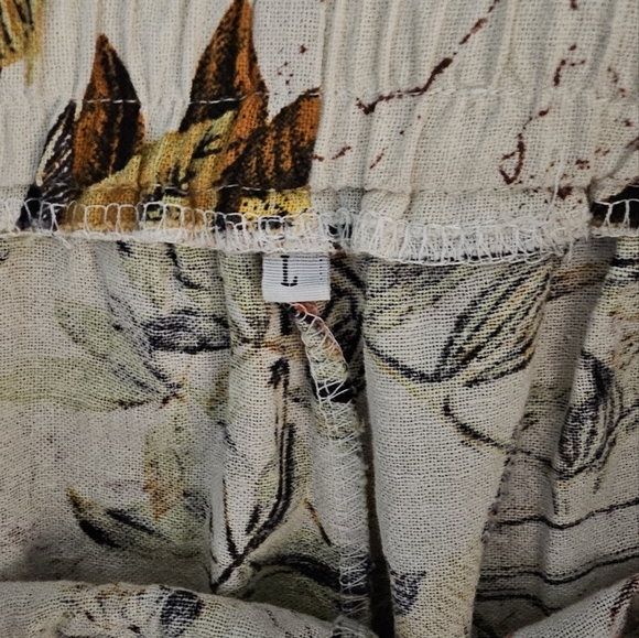 Floral Print Women's 100 % Cotton Pants, Elastic Waist Size L - Picture 7 of 10